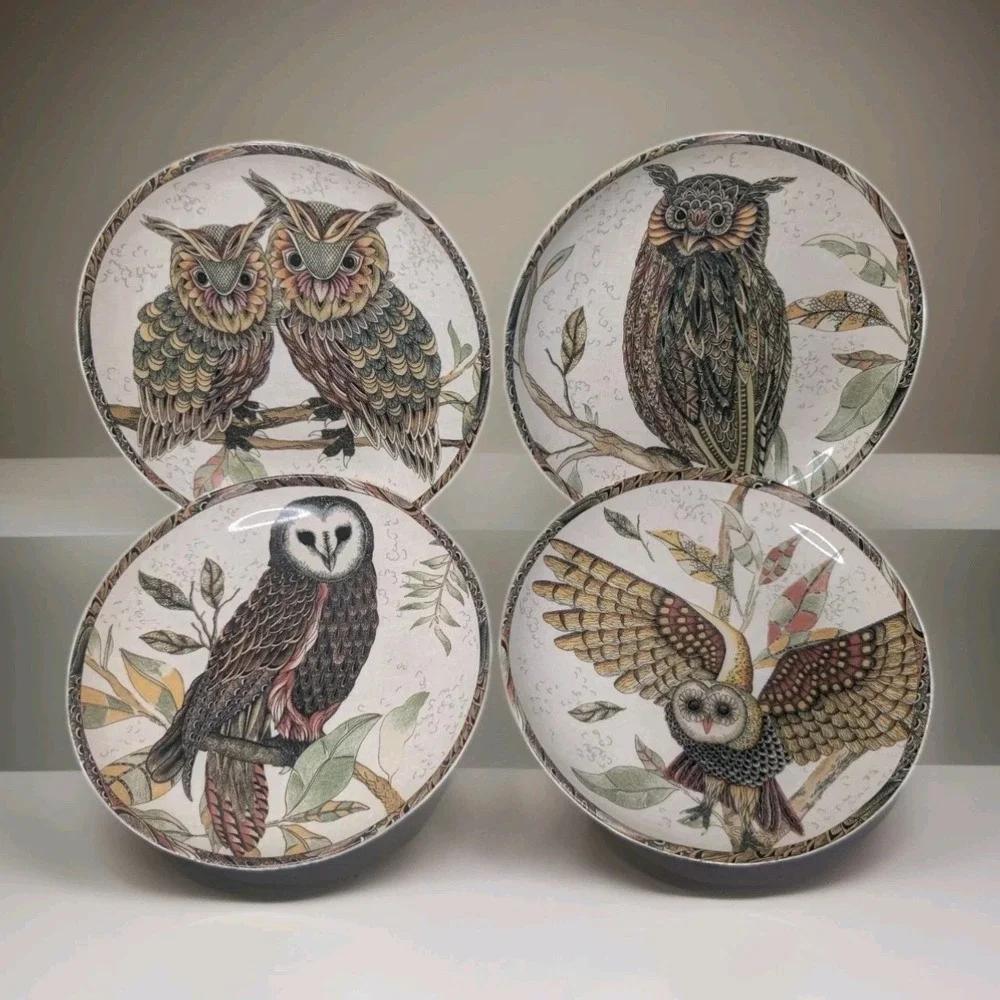 Williams Sonoma Owl Collection Salad Plates Set Of 4 In 4 designs Stoneware 2010